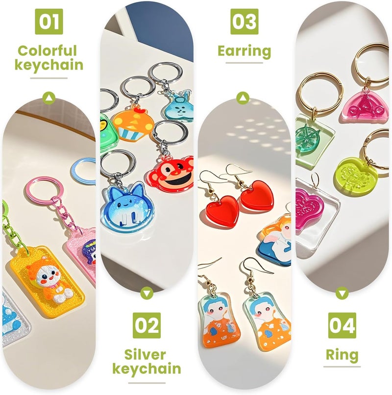 Yncotte 10 Pcs Printable Shrinky Dink Sheets, Safe Environmentally Printable Shrink Plastic Sheet Films Shrink Paper Set with Key Rings, Earring Accessories for Mother's Day, Father's Day Gifts - Image 3